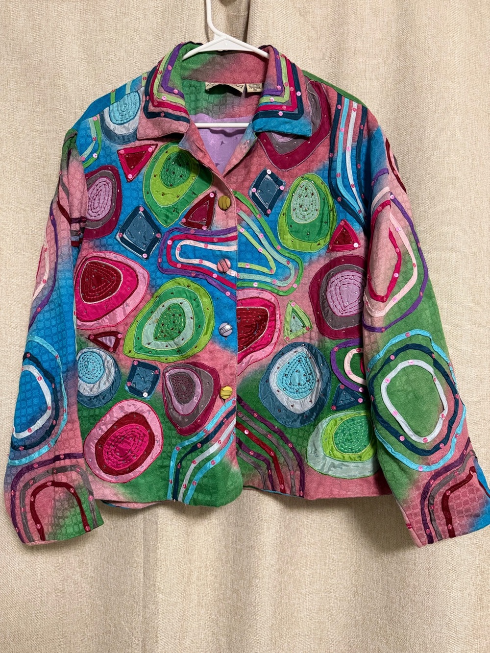 Vintage Colorful Abstract Patchwork Women's Jacket - Vibrant Multi